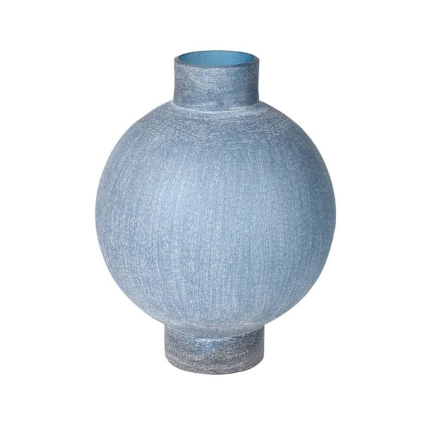 stone finish glass vase in blue