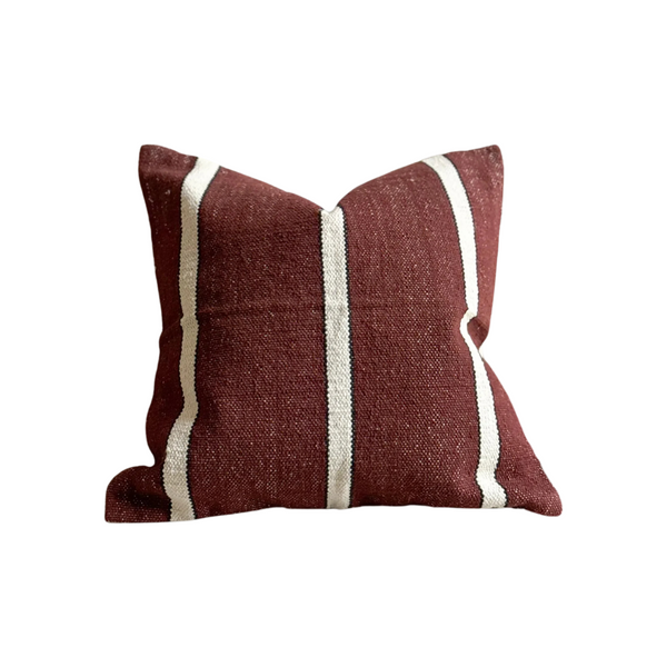 Plum, Black & Cream Stripe Cushion