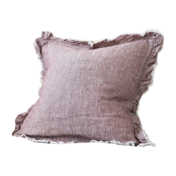 Washed Plum Linen Cushion