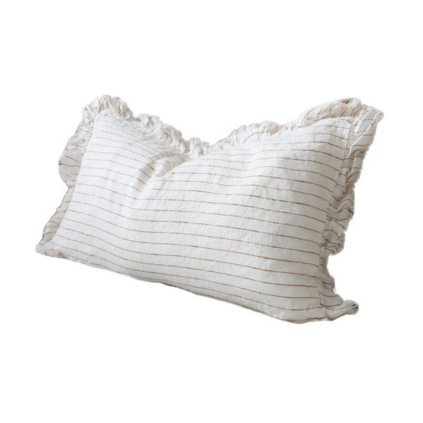 Rust Pinstripe Ruffle Cushion