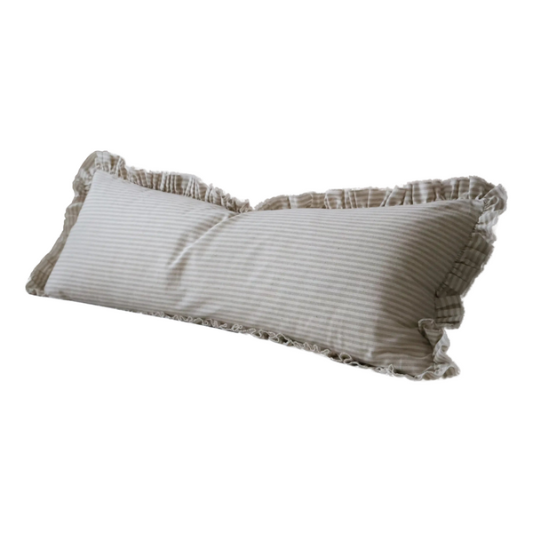 Beige Stripe Ruffle Cushion