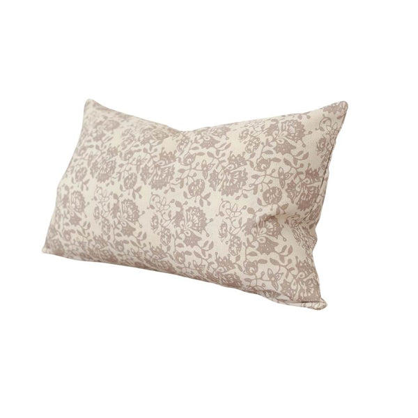 Beige Print Cotton Lumbar Cushion