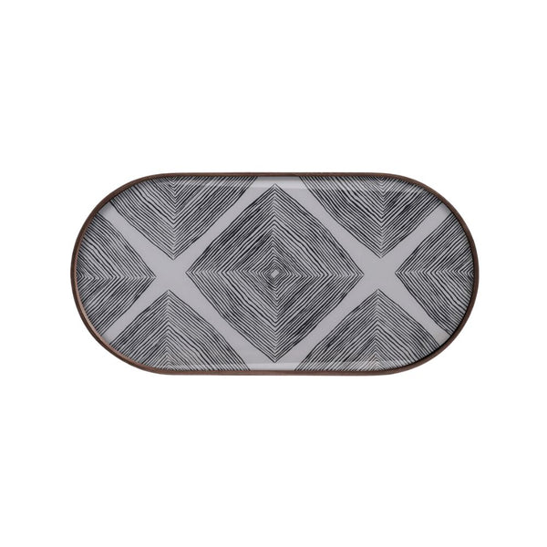 Ethnicraft - Oblong Linear Squares Glass Tray