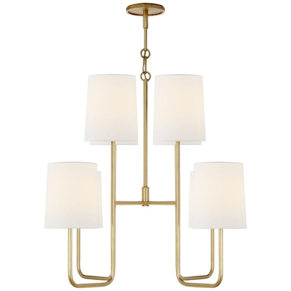 go lightly medium chandelier in gilded with linen shades