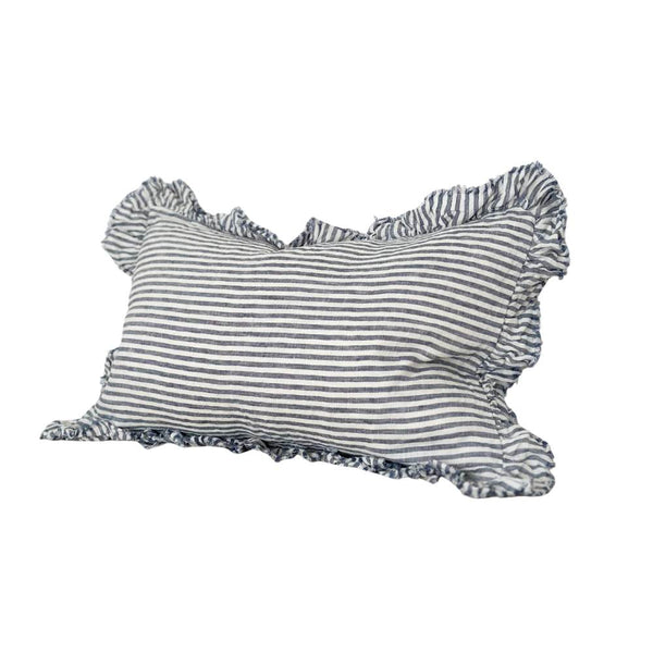 Navy Stripe Linen Cushion