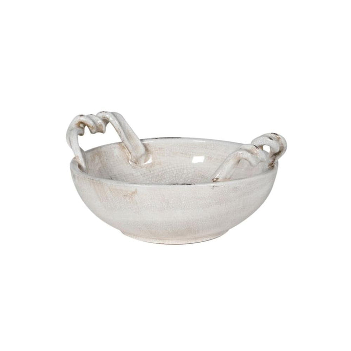 off white ceramic bowl with handles