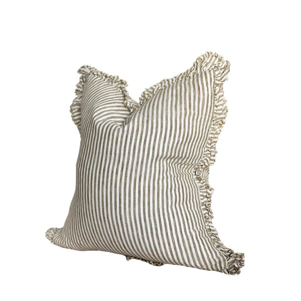 Olive Stripe Square Cushion