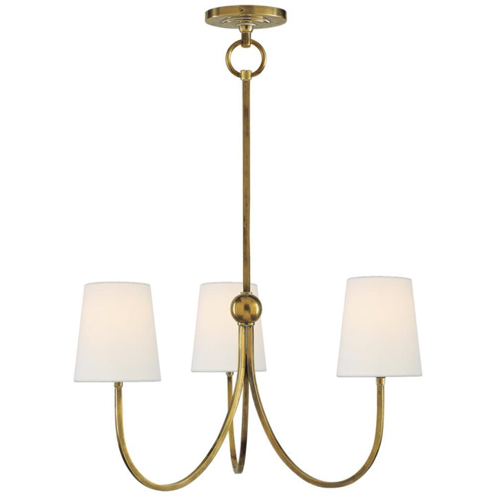 reed small chandelier in bronze with linen shades