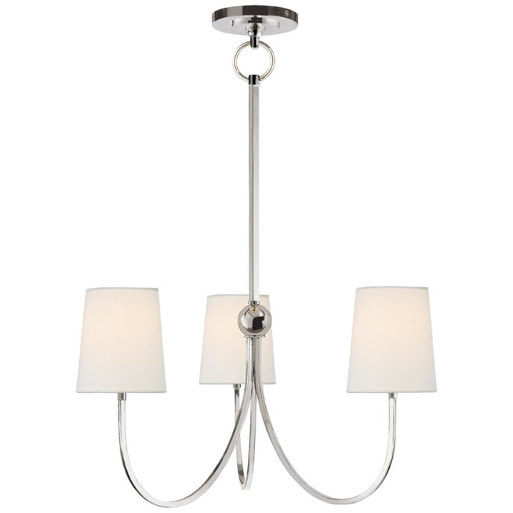 reed small chandelier in bronze with linen shades